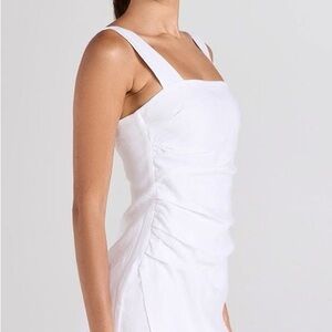Reformation Kerrigan Linen Dress White Ruched Sheath Dress